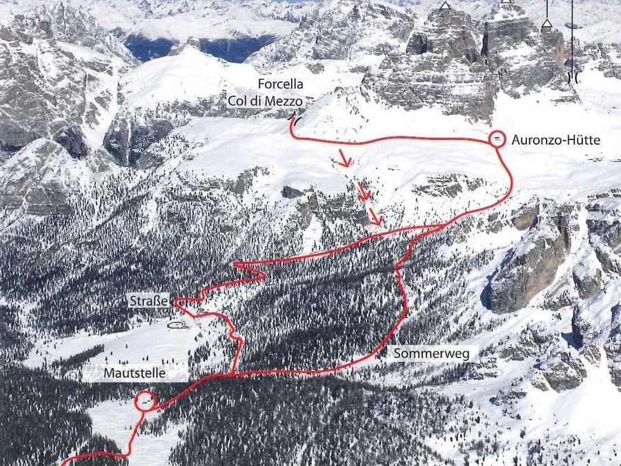 Tour scialpinistica Forcella col di mezzo in zona delle Tre Cime di Lavaredo  | Hotel Alpenblick