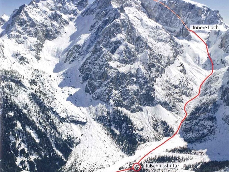 Route der Skitour auf die Hochbrunner Schneide in den Sextner Dolomiten | Hotel Alpenblick
