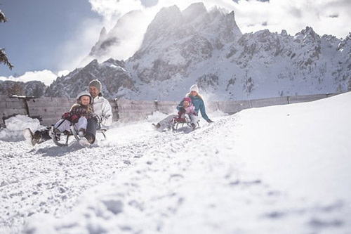 Sledging in the Sesto mountains
